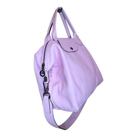 LONGCHAMP Medium Le Pliage Cuir Pink Leather Top Handle Tote - Picture 3 of 15